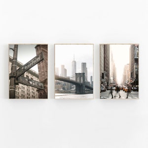 New York City Set of 3 New York Photo Print Broadway Print Manhattan Wall Art Brooklyn Print Wall Street Set Of 3 New York Digital Download