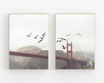 San Francisco Prints, San Francisco Set of 2, San Francisco California Print, Set of 2 Prints, Golden Gate Bridge Print, Travel Art Print