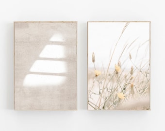 Neutral Gallery Wall Art Set, Beige Botanical Prints (Digital Download)