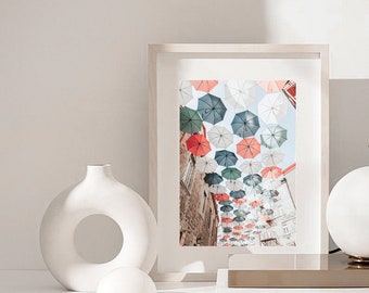 France Print, Umbrella Art, France Travel Photo, Sanremo Print, Paris France Rue Royale Umbrella Street, Umbrella Street Print,landscape Art