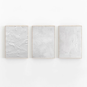 Abstract Painting Set of 3, White Textured Wall Art, Textured art Set of 3, Abstract Print, White Abstract Art Set of 3, Modern Poster Set