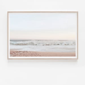 Beach Print, Horizontal Print, Pastel Coastal Print, Landscape Art, Ocean Print, Horizontal Wall Art,Printable Wall Art, Wave Wall Art Print