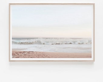 Beach Print, Horizontal Print, Pastel Coastal Print, Landscape Art, Ocean Print, Horizontal Wall Art,Printable Wall Art, Wave Wall Art Print