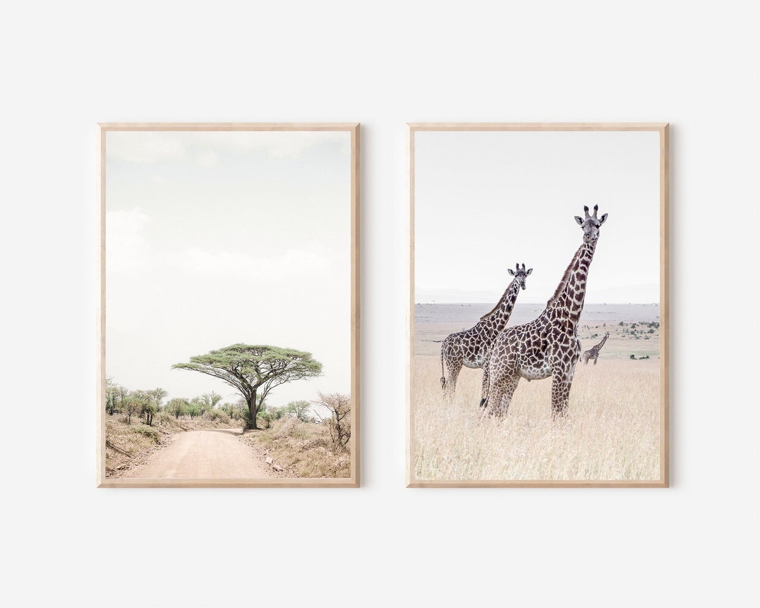 Africa Art Print Set of 2, African Safari Animals Set of 2 Print, South ...