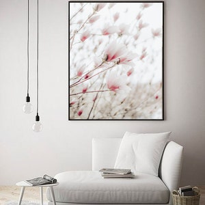 Pink Magnolia Print, Magnolia Wall Art, Printable Wall Decor, Magnolia Flower, Modern Minimalist Poster,Magnolia Art Print, Botanical Prints image 2