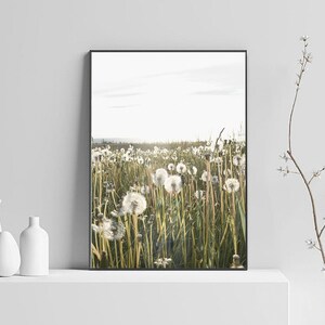 Maskrostryck, rustik kökskonst med maskrosmotiv, maskrosblomtryck, bondgårdsinredning, botaniskt tryck, digitaltryck, maskrosväggkonst bild 3