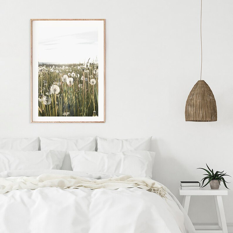 Maskrostryck, rustik kökskonst med maskrosmotiv, maskrosblomtryck, bondgårdsinredning, botaniskt tryck, digitaltryck, maskrosväggkonst bild 7