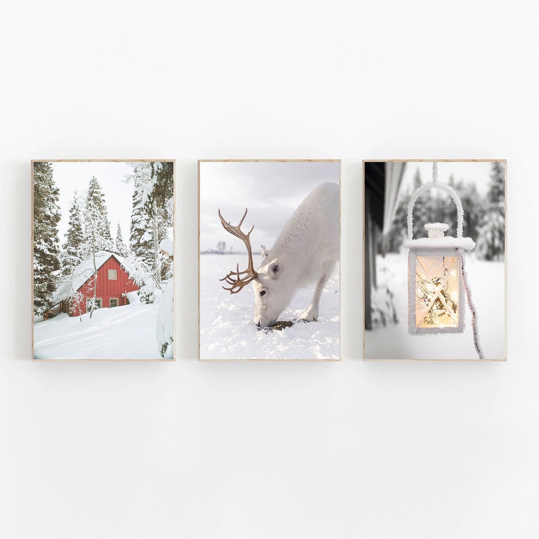 Winter Prints Set of 3, Christmas Gallery Wall Art, Set of 3 Prints ...