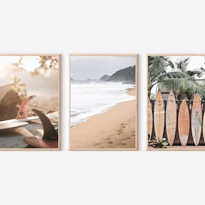 Surfbrett Prints Set Surfbrett Wandkunst Pastell Strand Druck Surfing Print Surfbrett Poster Moderne Küstenlandschaft Dekor