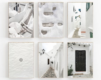 Santorini Greece City Print Set, Mediterranean Wall Art (PDF)