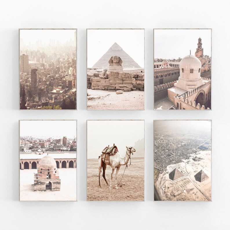 Egypt Print Set of 6 Egypt Poster Pyramids Print Travel Art Etsy