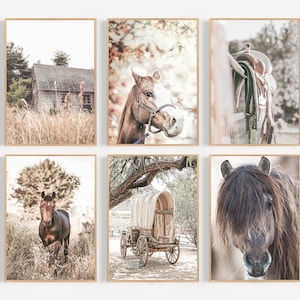 Farmhouse Print Set of 6, Rustic Wall Decor, Western Gallery Wall Set, Horse Poster, Nature Wall Decor, Western Decor, Farmhouse Landscape