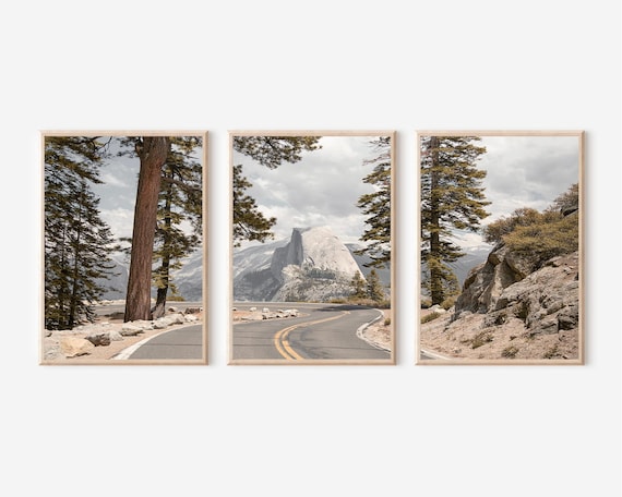 Yosemite Print, Yosemite Wall Art, Yosemite Poster, Mountain Creek Landscape Posters, Half Dome Art Photo (Digital Download)