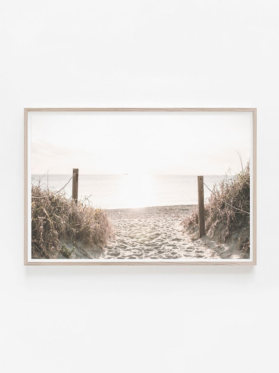 Beach Print, Coastal Printable Art, Horizontal Print, Pastel Coastal Print, Landscape Art, Pampas Grass Print, Grass Poster, Wall Art Decor