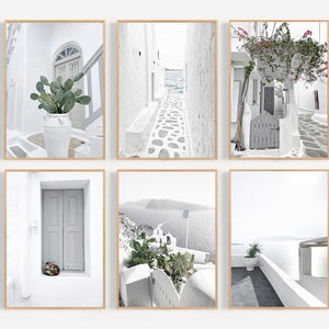 Greece Print Set of 6, Santorini Wall Art, Greece Poster, Minimalist Wall Art, Mykonos Printable Art, Mediterranean Wall Decor, Greek Art