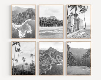 Conjunto de impressão de fotografia em preto e branco do Havaí (download digital)