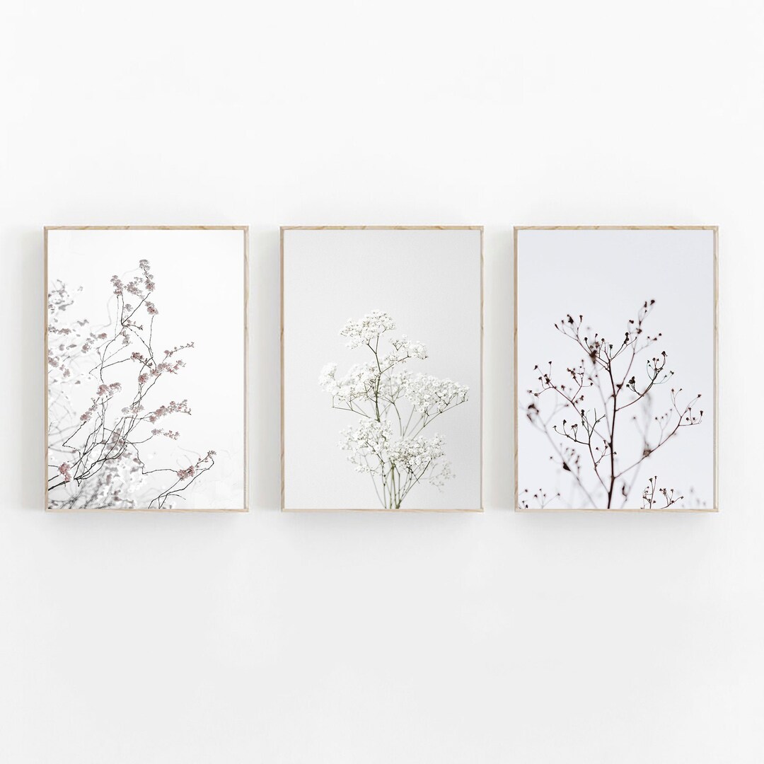 Botanical Print Set of 3, Farmhouse Print, Set of 3 Wall Art, Rustic ...