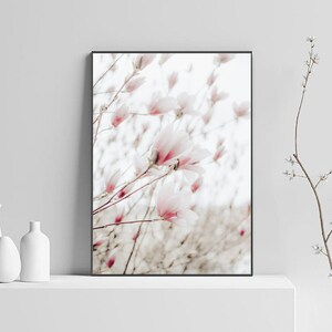Pink Magnolia Print, Magnolia Wall Art, Printable Wall Decor, Magnolia Flower, Modern Minimalist Poster,Magnolia Art Print, Botanical Prints image 4