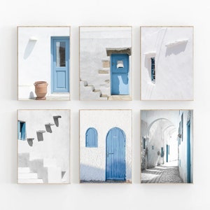 Greece Print Set of 6, Santorini Print Set of 6, Mykonos Pastel Printable Art, Mediterranean Wall Art, Greece Pastel Set, Travel Art Prints