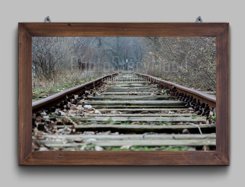 Railroad Tracks Train Fine Art Photо Station Еxperience Home Decoration Sign Autumn Colors Railway Photography Decor
