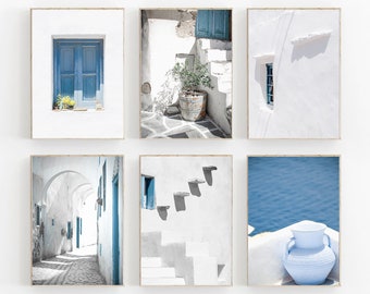 Santorini Mykonos Greece Print Set, Mediterranean Wall Art (PDF)
