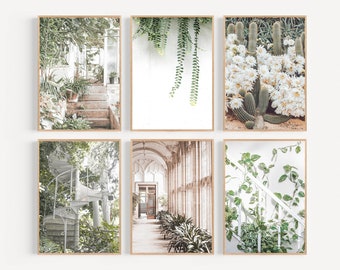 Botanical Art Print Set of 6, Greenery Printable Art, Farmhouse Decor, Botanical Wall Art, Green Botanical Prints, Botanical Garden Wall Art