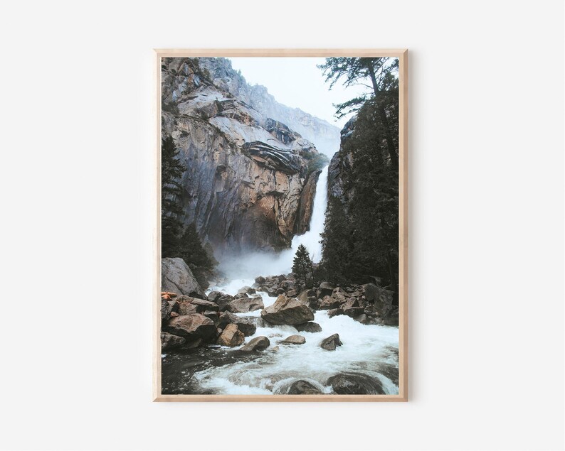 Mountain Print, Waterfall Art Print, Nature Printable Art, Mountain Wall Art,Mountain Landscape Print, Mountain Lake Art,Mountain Lake Print image 1