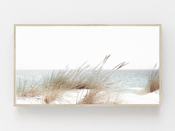 Samsung Frame TV Art, Pastel Beach Art for Frame TV, Sea Grass Wall Art, Beach Digital Art, Pampas Grass Print, Tv Art Frame, Digital for Tv