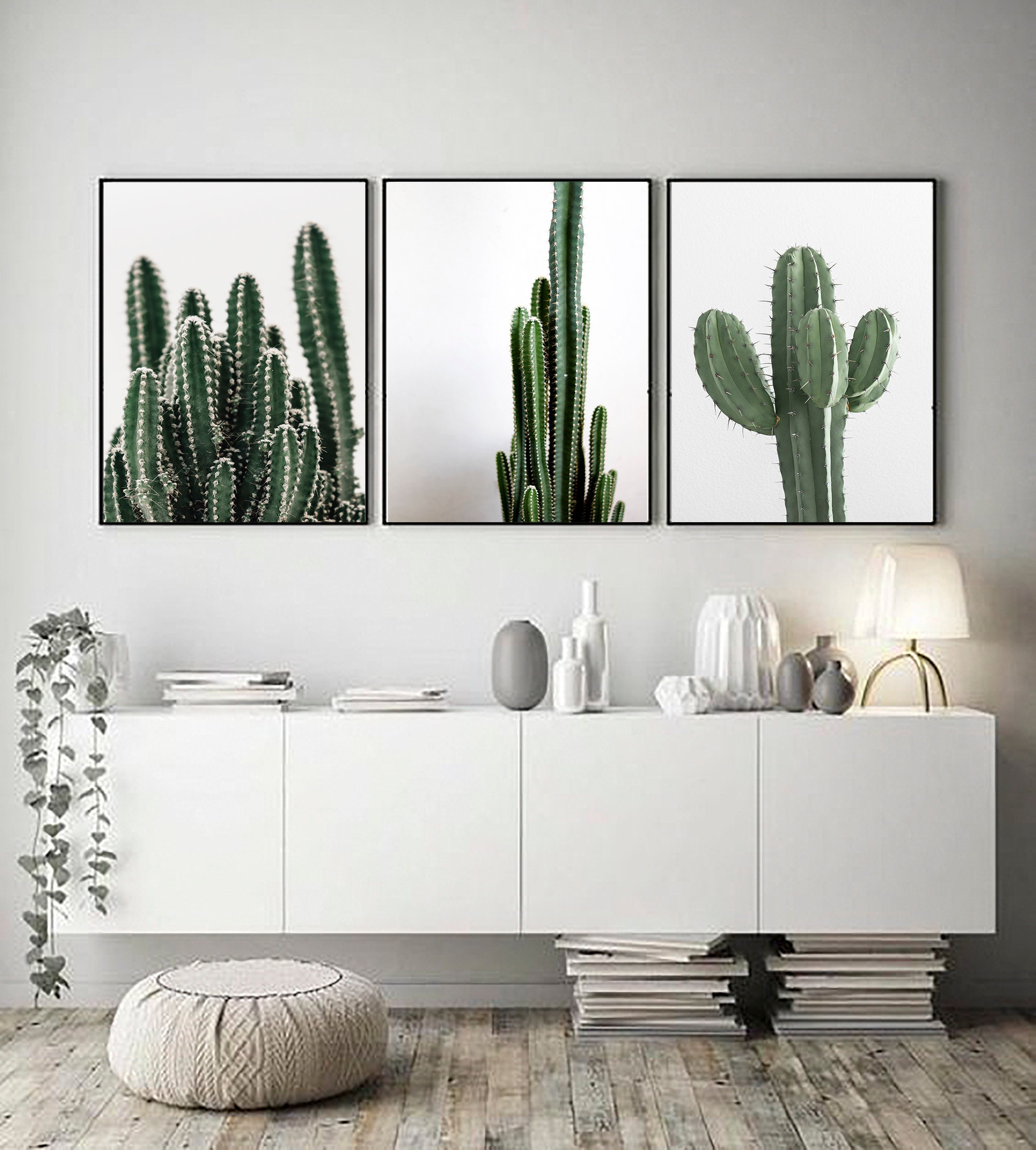 Cactus Print Set of 3, Modern Minimalist Poster, Succulent Print