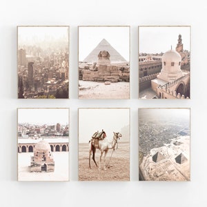 Egypt Print Set of 6, Egypt Poster, Pyramids Print, Travel Art Print Set of 6, City Print, Egypt Wall Art, Modern Minimalist, Sphinx, Cairo