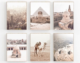 Egypt Print Set of 6, Egypt Poster, Pyramids Print, Travel Art Print Set of 6, City Print, Egypt Wall Art, Modern Minimalist, Sphinx, Cairo