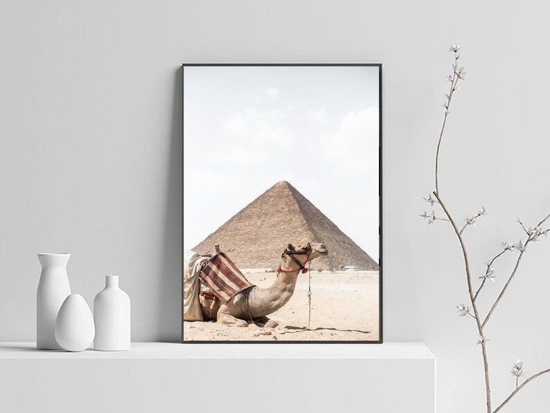 Camel Print Camel Wall Art Desert Animal Art Print Moroccan Decor Arabic Wall Art Peekaboo Print Safari Nursery Art Egypt Pyramids Print image 2
