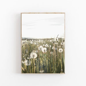 Maskrostryck, rustik kökskonst med maskrosmotiv, maskrosblomtryck, bondgårdsinredning, botaniskt tryck, digitaltryck, maskrosväggkonst bild 2