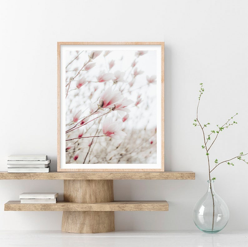 Pink Magnolia Print, Magnolia Wall Art, Printable Wall Decor, Magnolia Flower, Modern Minimalist Poster,Magnolia Art Print, Botanical Prints image 5