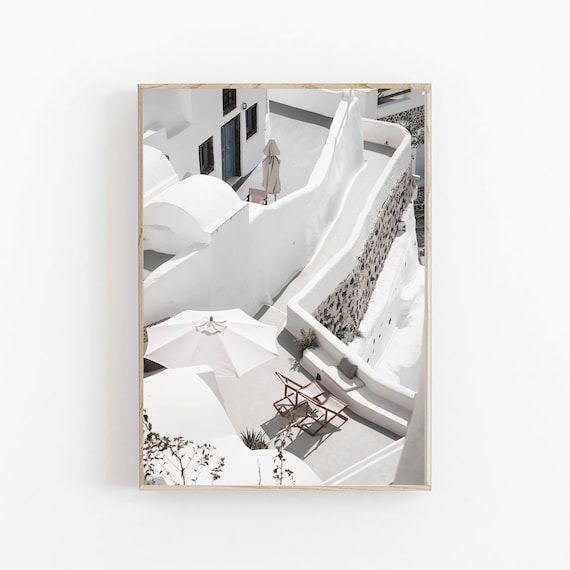 Santorini Architecture Print, Oia Greece, Neutral Wall Art (Digital Download)