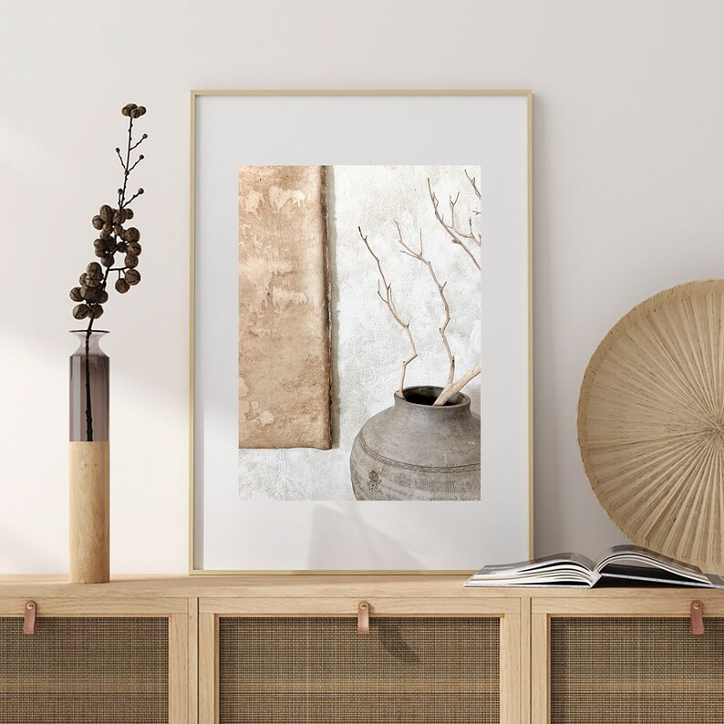 Modern Neutral Print, Boho Art Decor, Beige Art Print, Modern Minimalist Poster, Natural Tones, Pastel Art Print, Dried Grass Decor image 5