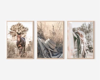 Rustic Horse Print Set: Farmhouse Western Wall Art (Digital Download)