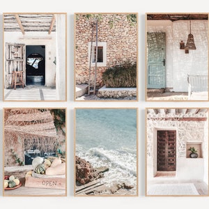 Ibiza Print Set of 6, Spain Print Set, Spain Wall Art, Neutral Pastel Poster, Mediterranean Art Print, IBIZA Wall Art, Boho Wall Art Decor