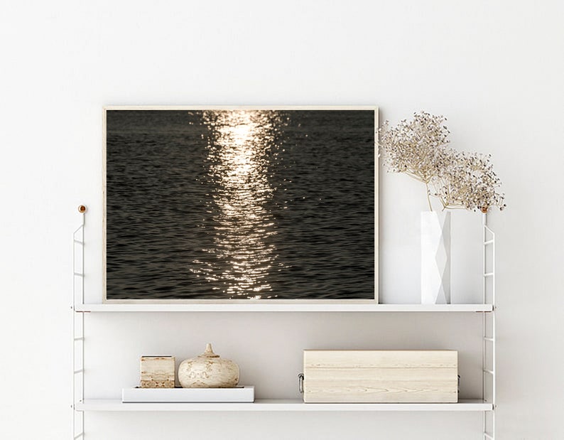 Modern Abstract Wall Decor, Coastal Wall Art Decor, Above the Bed Wall Art, Modern Abstract Wall Decor, Ocean Waves, Sunset Ocean,Minimalist image 3