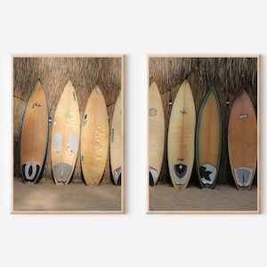 Juego de impresiones de tablas de surf, arte de pared de tablas de surf, impresión de surf, póster de tabla de surf, impresiones de playa de surf, decoración de surf, póster del océano, decoración artística de habitación costera