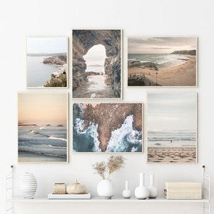 Australia Print Set of 6, Australia Beach Print, Coastal Prints Set of 6, Modern Minimalist Poster, Pastel Beach Prints Set, Printable Art