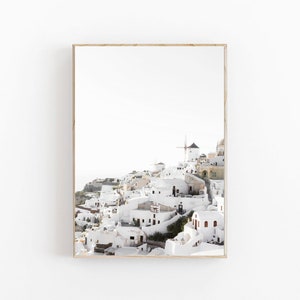 Greece Print, Mykonos Windmills, Santorini Print, Modern Minimalist Poster, Neutral Wall Art, Printable Wall Decor, Greece Wall Art Decor