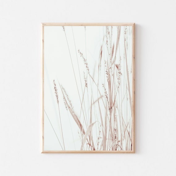 Botanical Print, Dried Grass Art, Kitchen Decor, Farmhouse Art, Beige Art Print, Grass Print, Modern Minimalist Poster, Printable Wall Decor