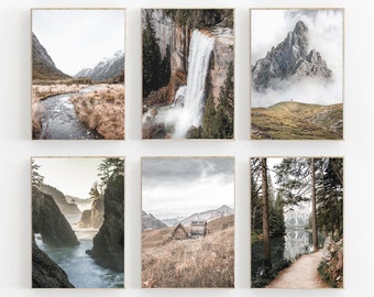 Mountain & Forest Print Set: Scandinavian Nature Art (Digital Download)