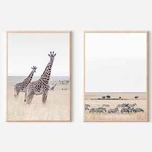 Africa Print Set of 2 Kenya Print Decor Zebra Print Kenya Wall Art African Safari Decor Africa Wall Decor Nairobi  Mombasa Giraffe Art Print