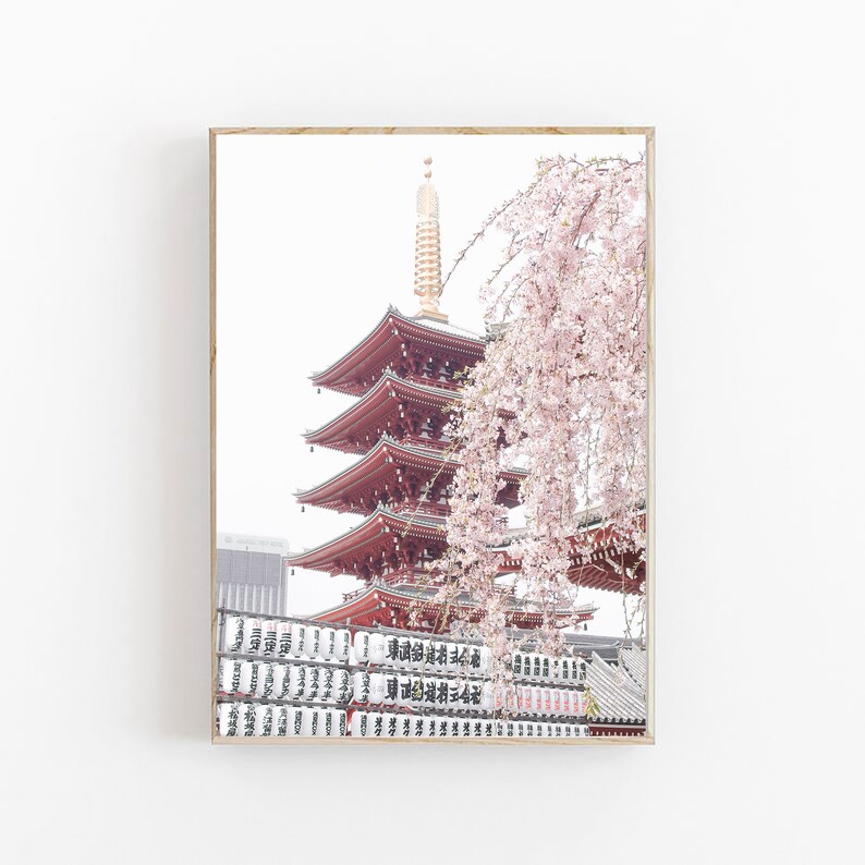 Japan Print, Travel Poster, Japan Wall Art, Japan Temple Print, Modern Minimalist Poster, Japan Poster, Japanese Art Decor, Hasui Poster image 1