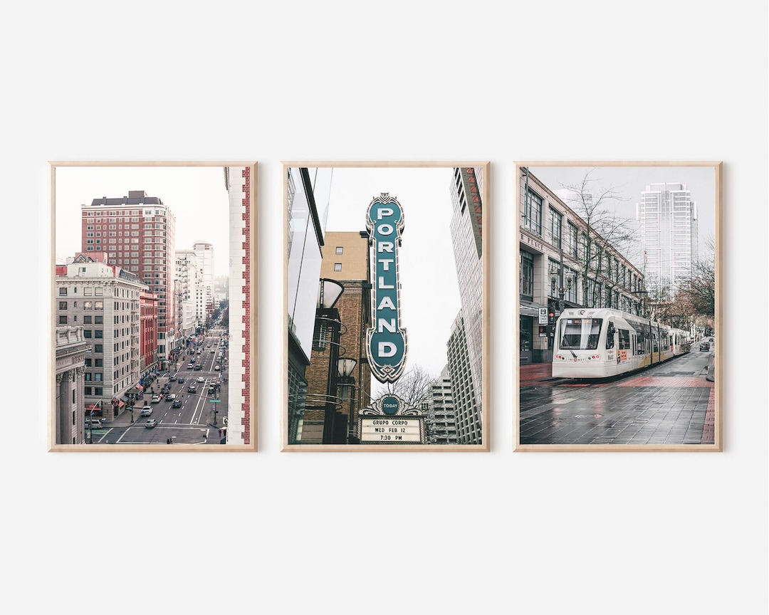 Portland City Prints Portland Wall Art Portland Prints Set Etsy