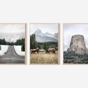 Wyoming Print Wyoming Wall Art Wyoming Poster Wyoming Wall Decor Wyoming Gallery Wall Art Set of 3 Wyoming Landscape Teton Mountain Range