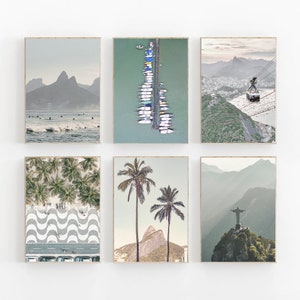 Impressão do Rio de Janeiro, Impressão do Brasil, Impressão de Copacabana, Arte de Parede do Brasil, Conjunto de 6 Impressões do Brasil, Arte de Parede do Rio de Janeiro, Impressão de Praia do Brasil