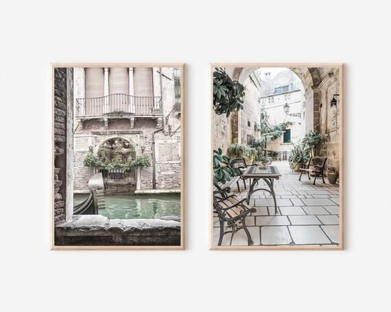 Italy Print Set of 2, Italy City Print, Italy Art Print, Mediterranean Print Set, Italy Gallery Wall, Venice Print, Italy City Art Poster